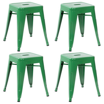 Green Metal Stool, Set of 4