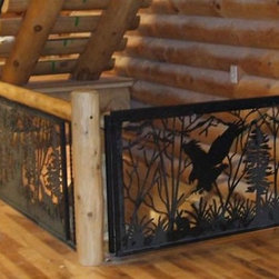 Custom Gate for Stairs with Eagle and Rabbit - Home Fencing And Gates