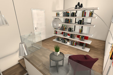 Realizzazione studio con libreria su soppalco