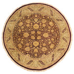 Bareen's Designer Rugs - Antique Kashan Vegetable Dye Ena Red Brown Wool Rug - 8'0 x 8'2 - Designed with mesmerizing intricacy and gorgeous color palette, this hand-knotted masterpiece demonstrates the beauty and electrifying thrill of Pak Persian art. These meticulously handcrafted Pak-Persian rug is made with pure wool and features breathtaking traditional and transitional designs in beautiful lush color pallet. Known for their intricate designs these rugs are a reproduction of Persian rugs, made in Pakistan with unique Mughal designs. Made by master weavers using the same Persian texture, design and dying technique, we wanted to create the most significant manifestation of the Persian art, life and culture. This rug is most famous for its exceptional quality, incredible designs, patterns and vibrant rich color. Pak-Persian rugs made with Persian weave with high knot counts, which enables the high intricacy and detail found in the patterns are also referred to as State of art, each color adds a rich beautiful detail in the artwork of this rug. The design, color and beautiful chromatic composition with a vibrant sheen with traditional and transitional designs, exude beauty, elegance and quality make this rug a masterpiece of its own.