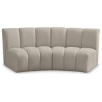 Meridian Furniture - Infinity Black Boucle Fabric Upholstered Arc Shaped Modular Sectional, Brown, 2-Piece, Arc-Shaped - Mix and match this Infinity boucle fabric modular chair with other items in the Infinity collection to find the best possible seating solution for your gang. Rich taupe boucle fabric feels welcoming and soft to the skin, so you stay seated comfortably for the big game or while watching your favorite programs. Deep channel tufting adds to the longevity and durability of this modular chair while giving it texture.