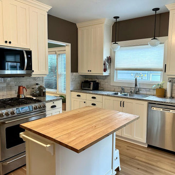Farmhouse Style Kitchen - White Cabinets with Black Handles