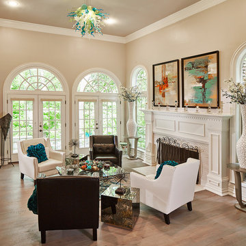 Living room with refinished floors