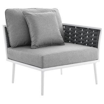 Modway Stance Modern Fabric & Aluminum Outdoor Right-Facing Armchair in Gray