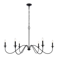 Rohan 6-Light Chandelier, Matte Black, 48"