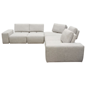 Modular 5Seater Corner Sectional with Adjustable Backrests in Light Brown Fabric