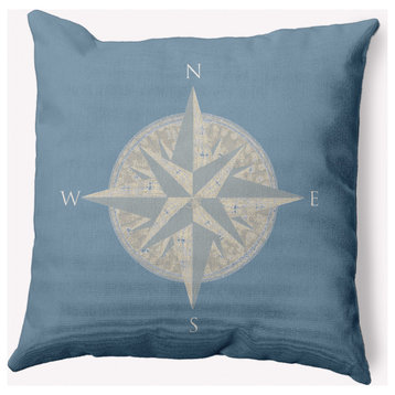 16x16" Compass Nautical Decorative Indoor Pillow, Dusty Smoke