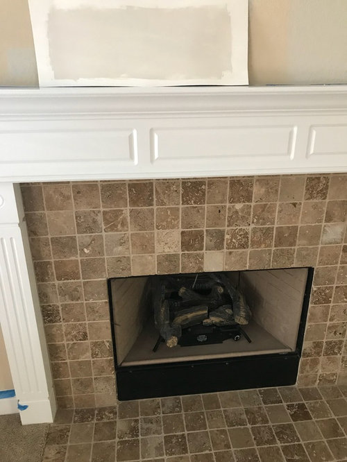 Paint Or Replace Travertine Stone Fireplace Tile