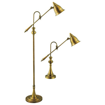 Stein World Watson Adjustable Pharmacy Lamps (Set Floor & Table) 97623 - Brass