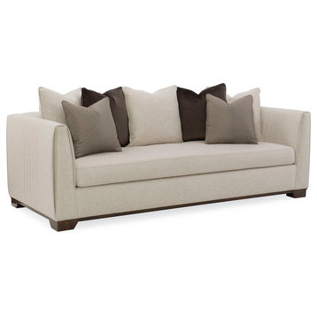 Modern Streamline Bench Cushion Sofa With Plinth Base