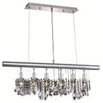 Elegant Furniture & Lighting - Chorus Line 6-Light Chrome Chandelier - Like a Broadway show, the Chorus Line chandeliers dazzles in perfect synchronicity. The ensemble of royal-cut crystals dance together to bring a spectacular performance of light to your kitchen, dining room, or entryway. The profusion of crystal prisms, pears, balls, and beads appear to be dangling in the air, backlit with candelabra bulbs (not included) for an overall glow from end to end. This refined, yet jazzy number will get great reviews from your guests as you bring them a show of illumination they will never forget.