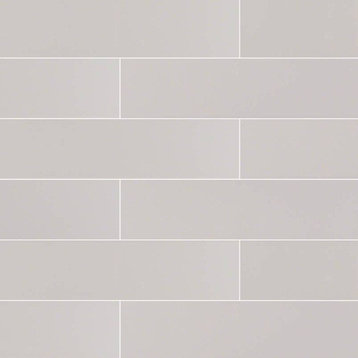Domino Gray Glossy 4x16 Subway Ceramic Tile, 44 Sft