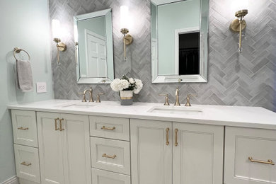 Gorgeous Herringbone Tile Master Bathroom