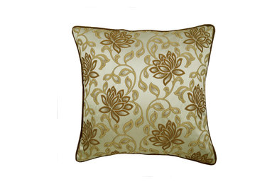 Brown Floral Glory - Brown Silk Throw Pillow Cover