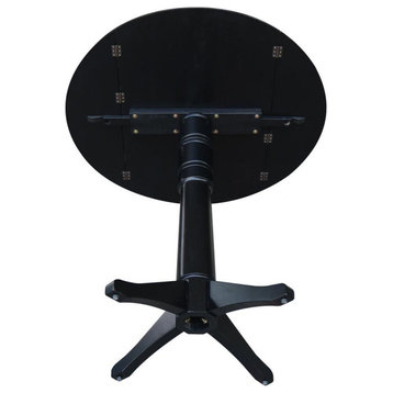 Classic Dining Table, 4 Legged Pedestal Base With Round Top, Black