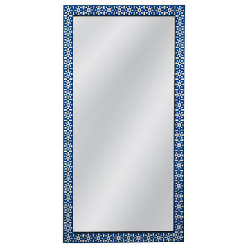 Blue & Ivory Bone Inlay Floor Mirror