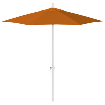 7.5' Patio Umbrella Matted White Pole Fiberglass Ribs Sunbrella Tangerine
