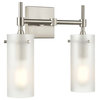 Effimero 2-Light Wall Sconce With Frosted Glass, Brushed Nickel