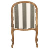 Addie Arm Chair With Awning Stripes Flat Black Nail Heads Gray/Off White