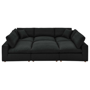 Modular Sectional Deep Sofa Set, Black, Fabric, Modern, Lounge Cafe Hospitality