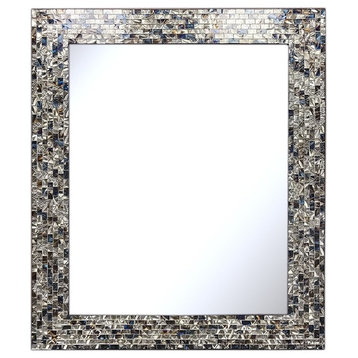 Rectangular Wall Mirror with Multi-Colored and Silver Luxe Mosaic Glass