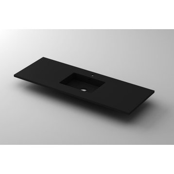 VIVA Stone 60" Single Sink Matte Black Solid Surface Countertop
