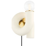 Mitzi - Jolie 1 Light Portable Wall Sconce, Aged Brass - Surrealist in nature, Jolie feels more like sculptural wall art than tactical lighting. But shine bright she does with chunky curves, aged brass accents, and a single exposed bulb, the Jolie wall sconce masters style, and substance. The plug-in design is completely hassle-free, allowing you to plug into an existing outlet vs. hardwiring.