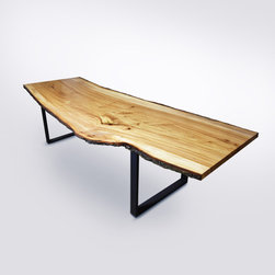 Live Edge Dining Table Elm Single Slab - Dining Tables