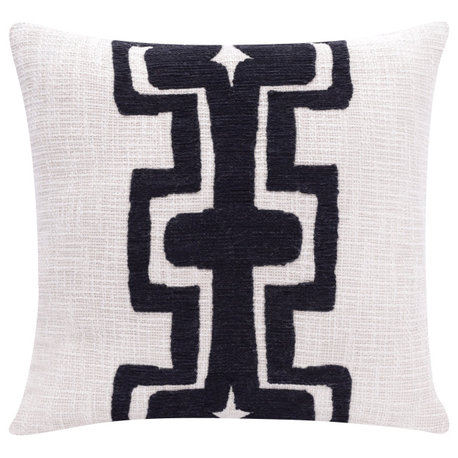 Stacy Garcia Handmade Throw Pillow, Onyx/Ivory, 20"x20"