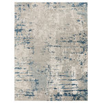 Nourison - Nourison Quarry 8'10" x 11'10" Ivory Grey Blue Modern Indoor Rug - Invite movement and depth to your space with this blue and grey abstract rug from the Quarry Collection. Pools of neutral colors tie together the various elements of your room without being overpowering, while the low-profile construction lays flat quickly and does not shed. Made from a softly textured blend of polypropylene and polyester yarns designed to hide dirt and the regular wear of family life. Choose from a variety of shapes and sizes to decorate any space including the living room, hallway, entryway, dining room, and kitchen.