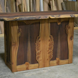 Live Edge Bar - Burly Elm and Walnut - Kitchen Islands And Kitchen Carts