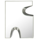 Meridian Furniture - Soleil Mirror, 28" Wide, Silver Finish, Cream - Transform your home's decor with the 28" puzzle-shaped Soleil Mirror. This unique and stylish piece adds a touch of personality and drama to any room. The cream-finished edges with silver accents exude an eye-catching glamorous appeal. With its Art Deco design, it's the perfect option to combine a touch of art and elegance invoking intrigue and awe.