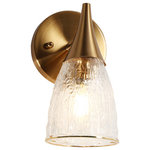 LNC - LNC 4.7" W 1-Light Polished Gold with Textured Glass Modern LED Wall Sconce - At LNC, we always believe that Classic is the Timeless Fashion, Liveable is the essential lifestyle, and Natural is the eternal beauty. Every product is an artwork of LNC, we strive to combine timeless design aesthetics with quality, and each piece can be a lasting appeal.