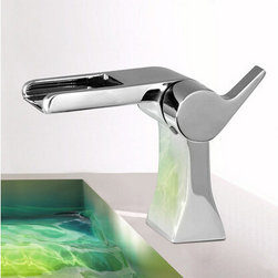 Waterfall Single Hole Single Handle Brass Bathroom Sink Faucet T1028B - Bathroom Faucets And Showerheads