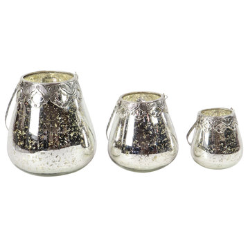 Glam Silver Glass Candle Lantern 24727
