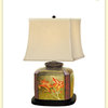 Metalic Hand Painted Table Porcelain Lamp, 24"