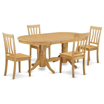 5-Piece Table and Chairs Set, Dining Table and 4 Chairs Without Cushion