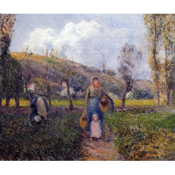 Camille Pissarro Peasant Woman and Child Harvesting the Fields Wall Decal