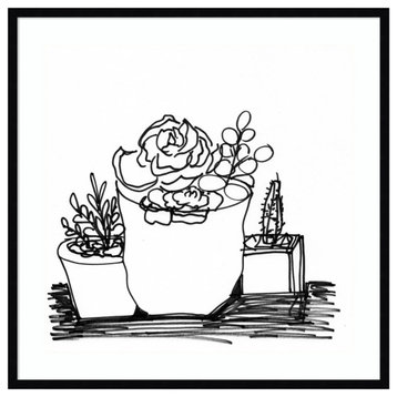 Simple Succulent Outline by Marcy Chapman Framed Wall Art 33 x 33