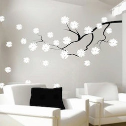 Contemporary Branch Flowers Vinyl Wall Decal - Wall Decals