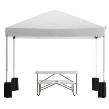 Flash Furniture Harris Canopy Tent/Folding Bench, White, JJ-GZ10PKG103-WH-GG