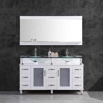 Vanity Cabinet White Modern 59"W LV1-60W
