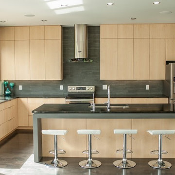 Client Built Modern Style Cabinetry Featuring Dull Rubbed Finishes