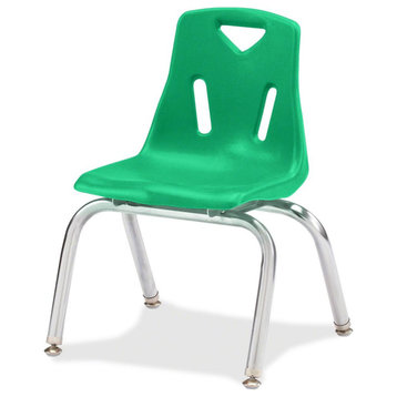Berries Stacking Chair, Steel Frame, 4-Legged Base, Green
