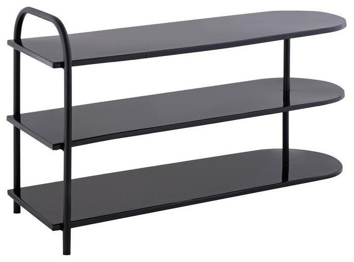 Modern 9-Pair 3-Tier Iron Curved Decker Shoe Rack - Contemporary ...