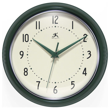 Infinity Instruments Retro Kitchen Vintage 50s Wall Clock, Hunter Green