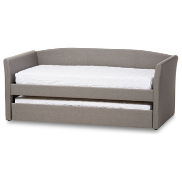 Camino Upholstered Daybed With Guest Trundle Bed, Gray Fabric