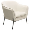 Status Accent Chair, Cream Fabric With Black Powder Coated Metal Leg