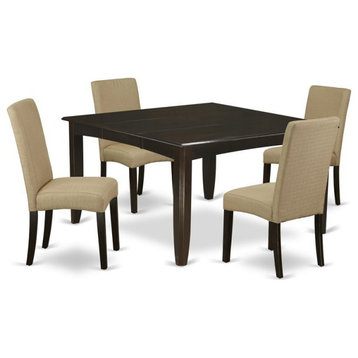 East West Furniture Parfait 5-piece Wood Dining Set in Cappuccino/Brown