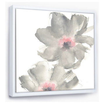 Designart Shabby Gray Blush Cosmo I Shabby Chic Framed Wall Art, White, 30x30